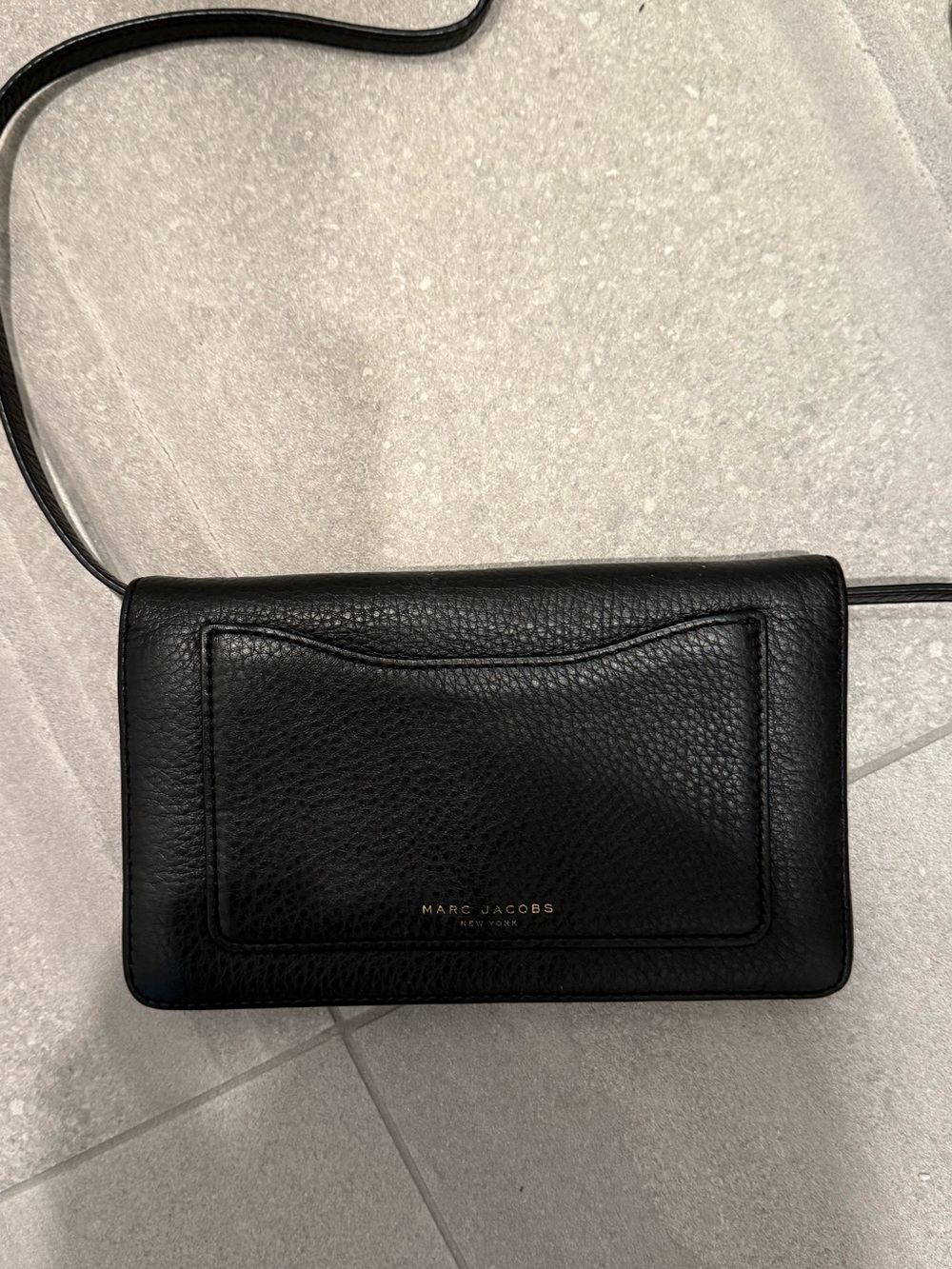 Marc Jacobs Black Pebbled Leather Crossbody Wallet
